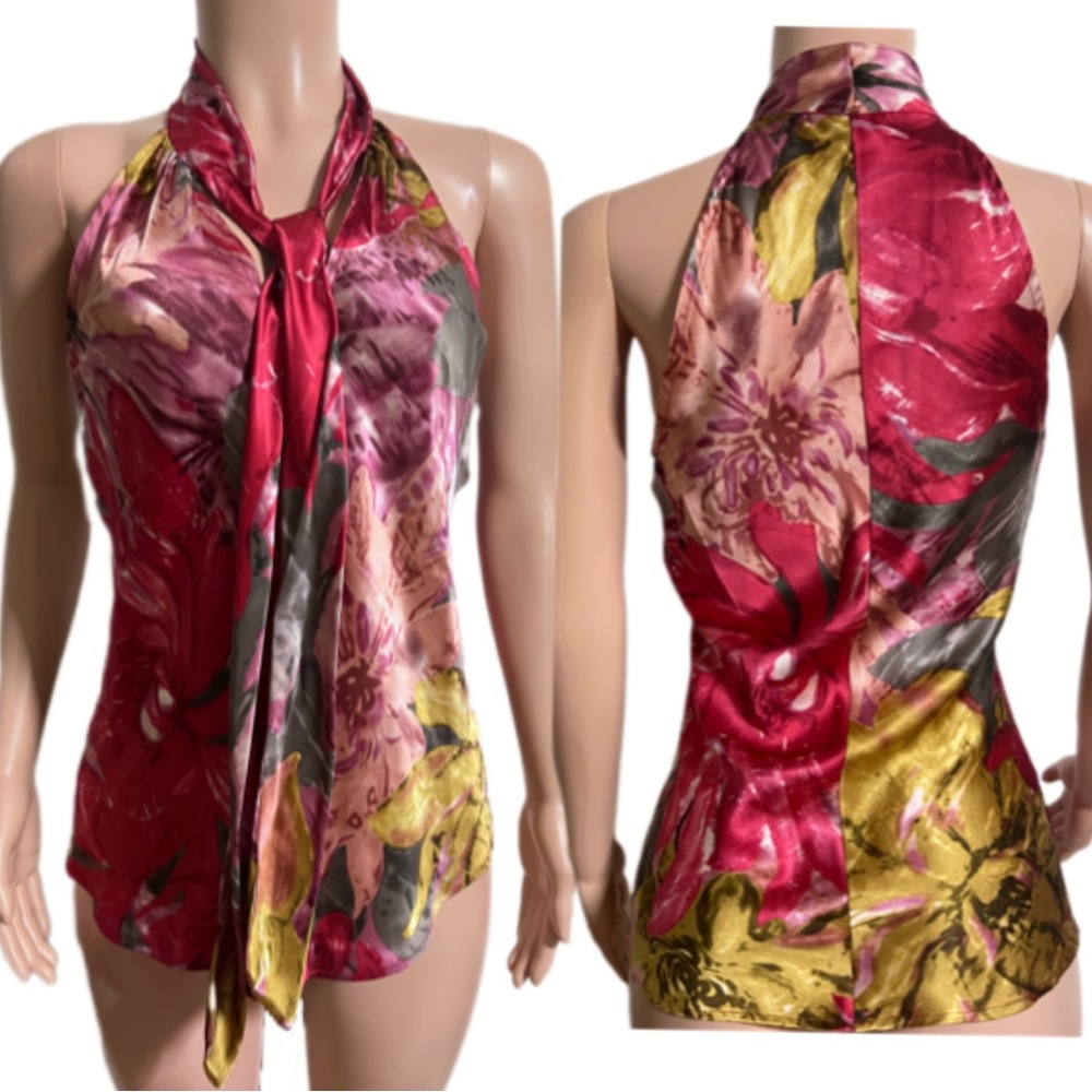 Cache Multicolor Floral Halter Blouse